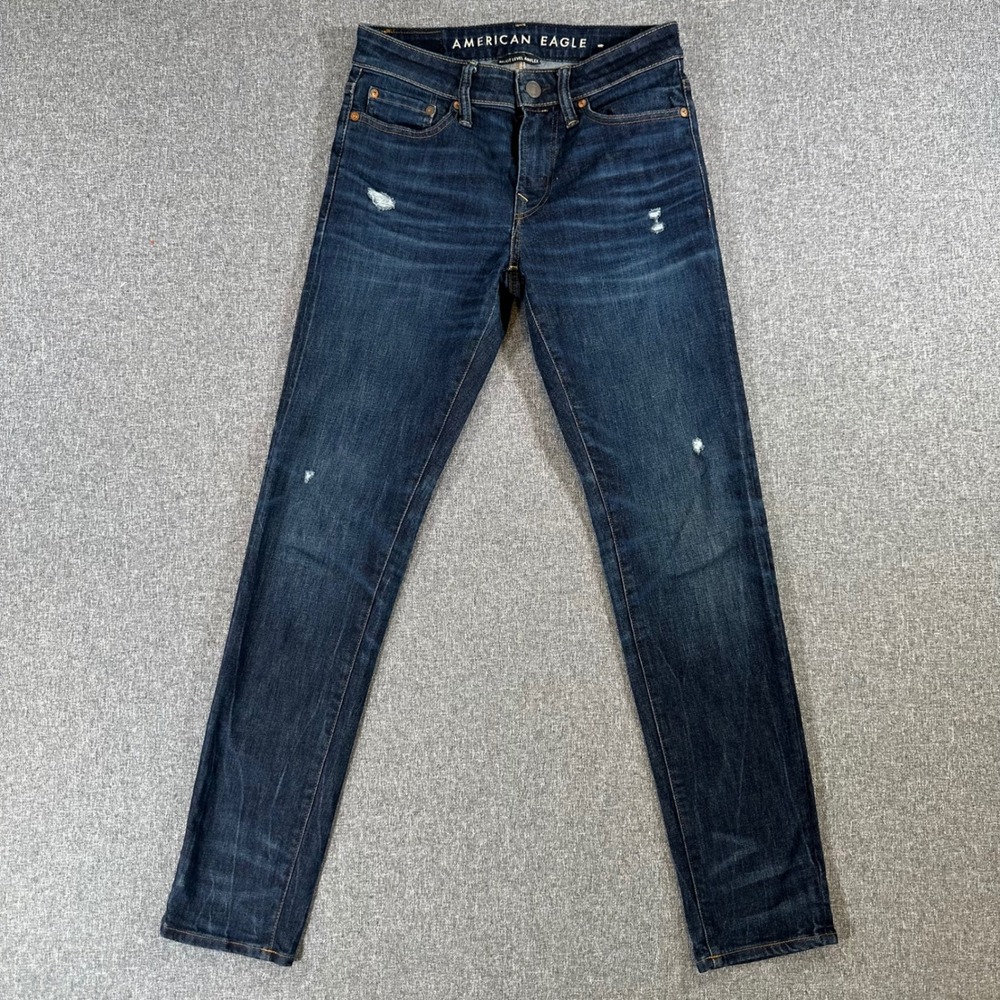 American Eagle Jeans Mens 29x32 Ne(x)t Level Airflex Dark Indigo Distressed Slim